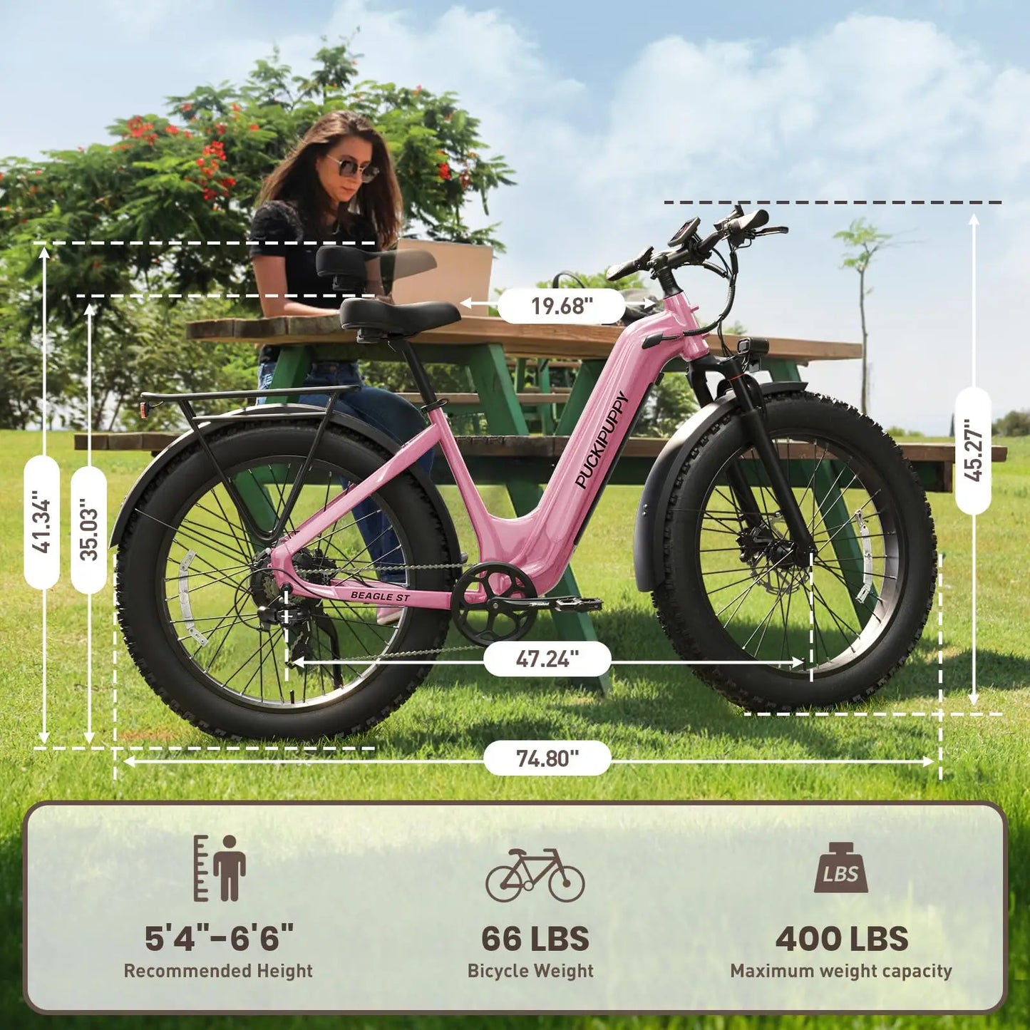 PUCKIPUPPY Beagle ST Electric Bike for Adults Fat Tire Ebike