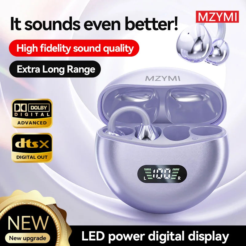 INMAS MZYMI Bluetooth 5.4 Earphones Earclip Sports Earbuds With LED Display