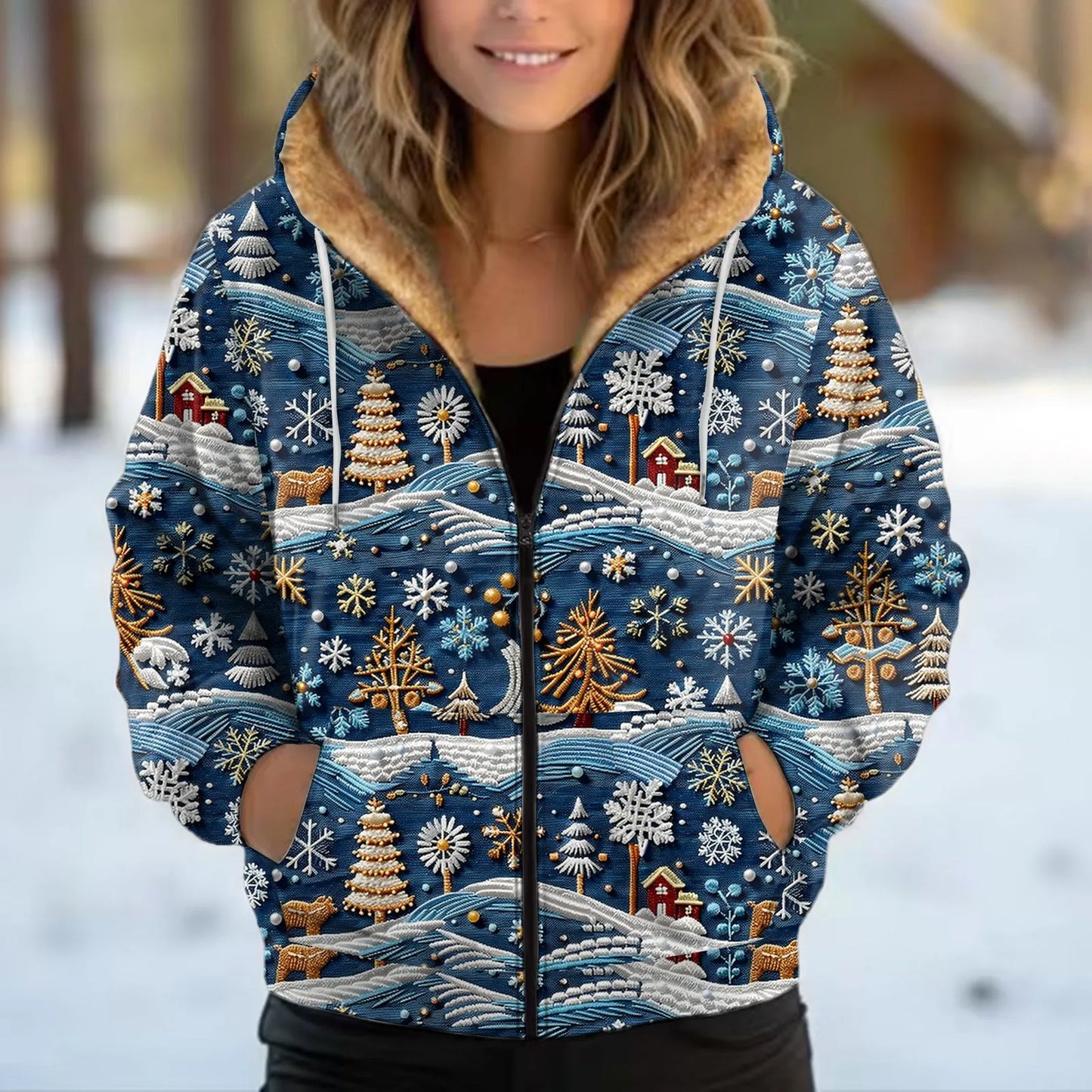 Cozy Hooded Plush Sweatshirt Women Winter Jacket Coat