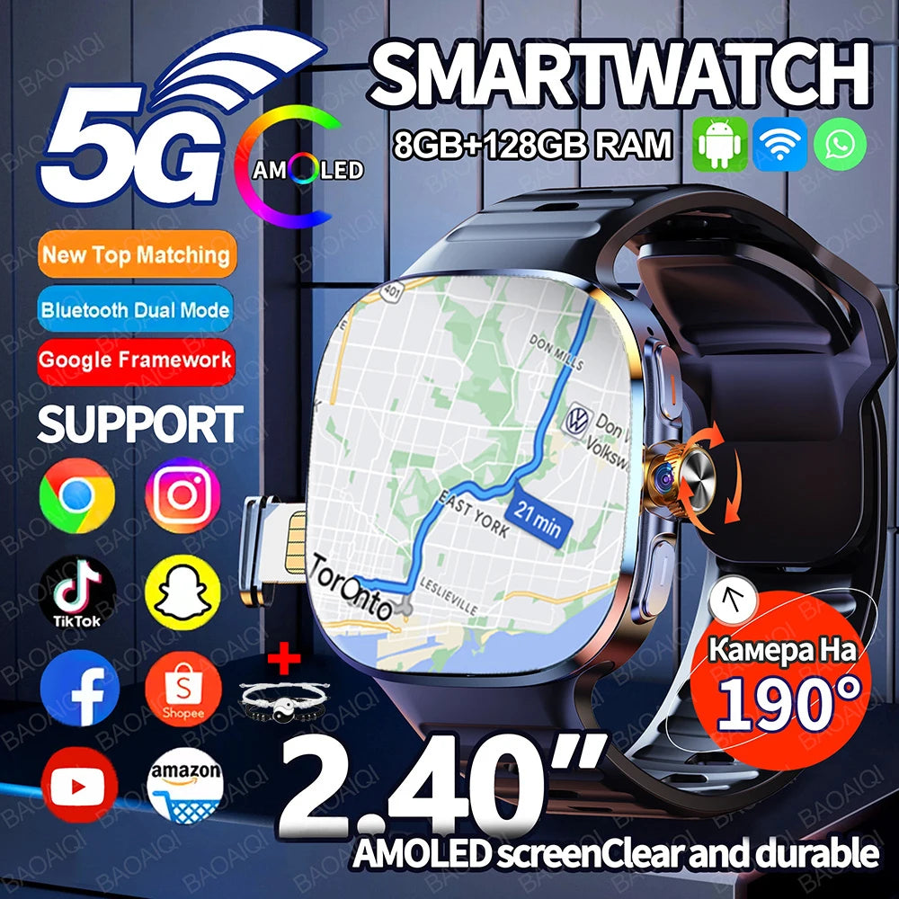 5G 4G Smartwatch With 2.4 Inch HD Screen GPS WiFi 8GB 128GB