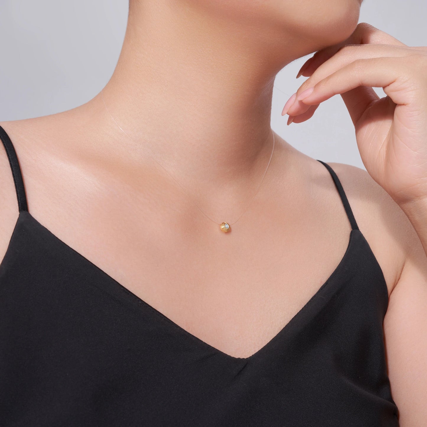 Round Moissanite Necklace S925 Silver 18K Gold Plated Jewelry