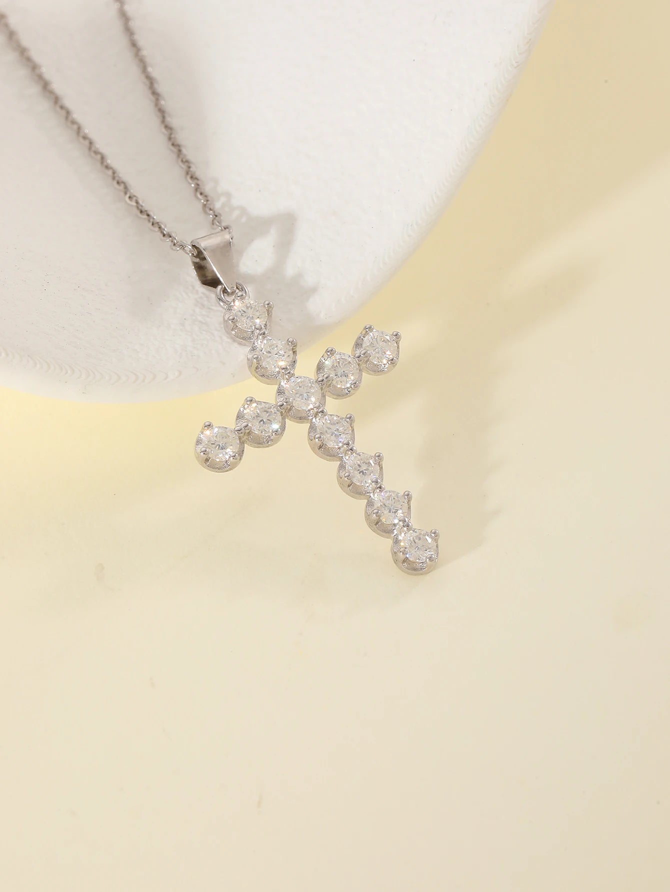 S925 Sterling Silver Moissanite Cross Pendant 18k Gold Plated