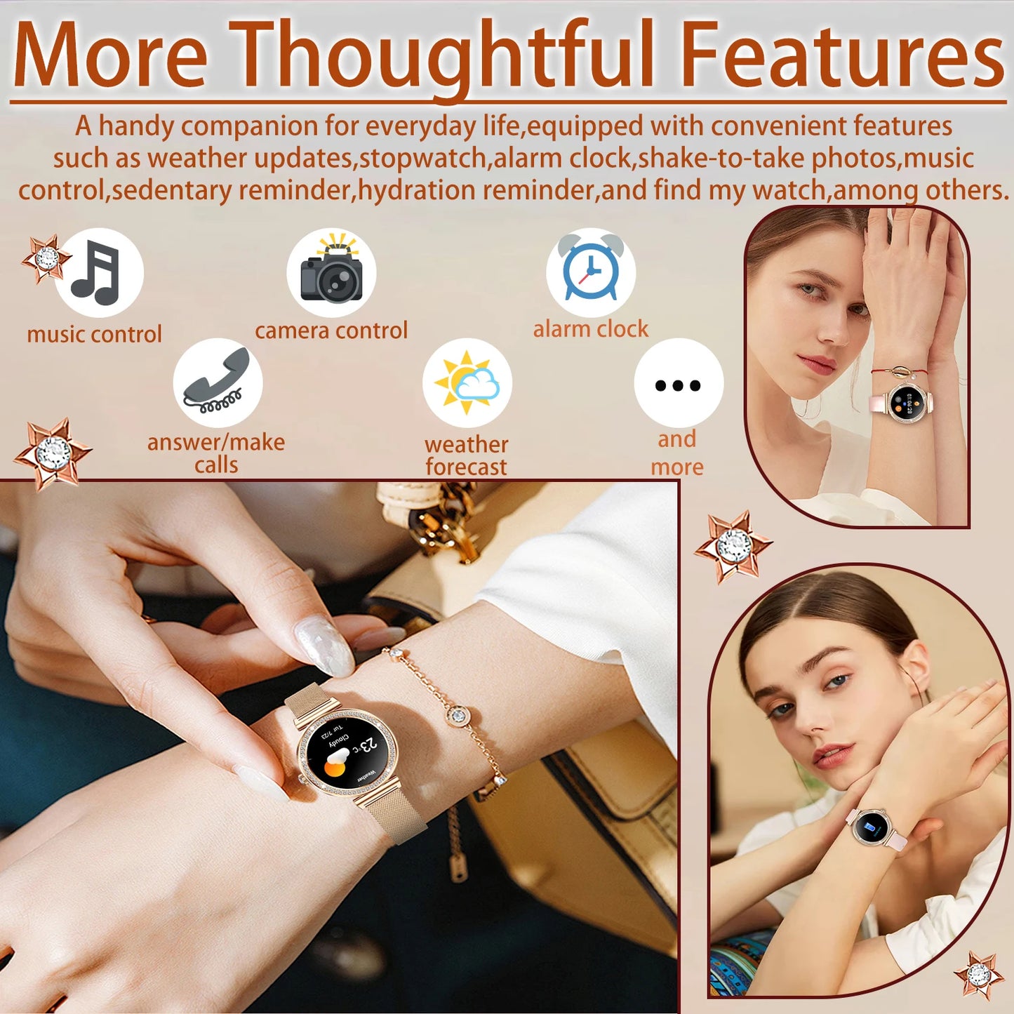 INNOFOVO Women Smart Watch Wireless Calls Sport Modes