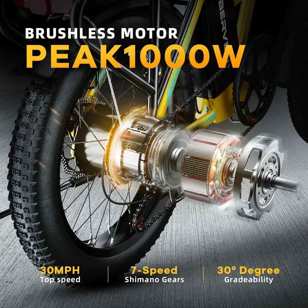 CYBERVELO 1000W Folding Fat Tire Electric Bike for Adults