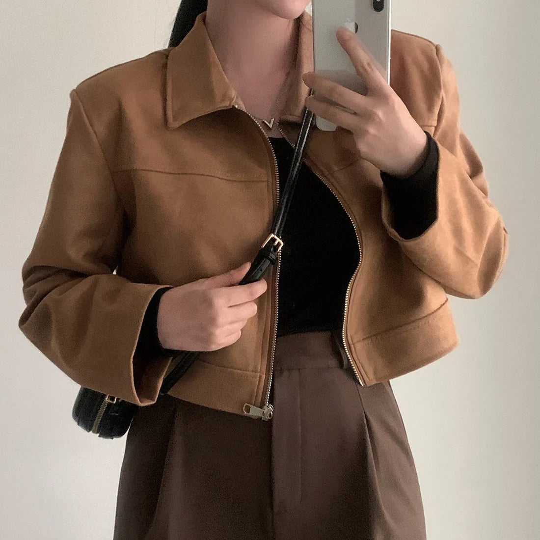 Autumn Suede Zipper Jacket for Women, Casual Style