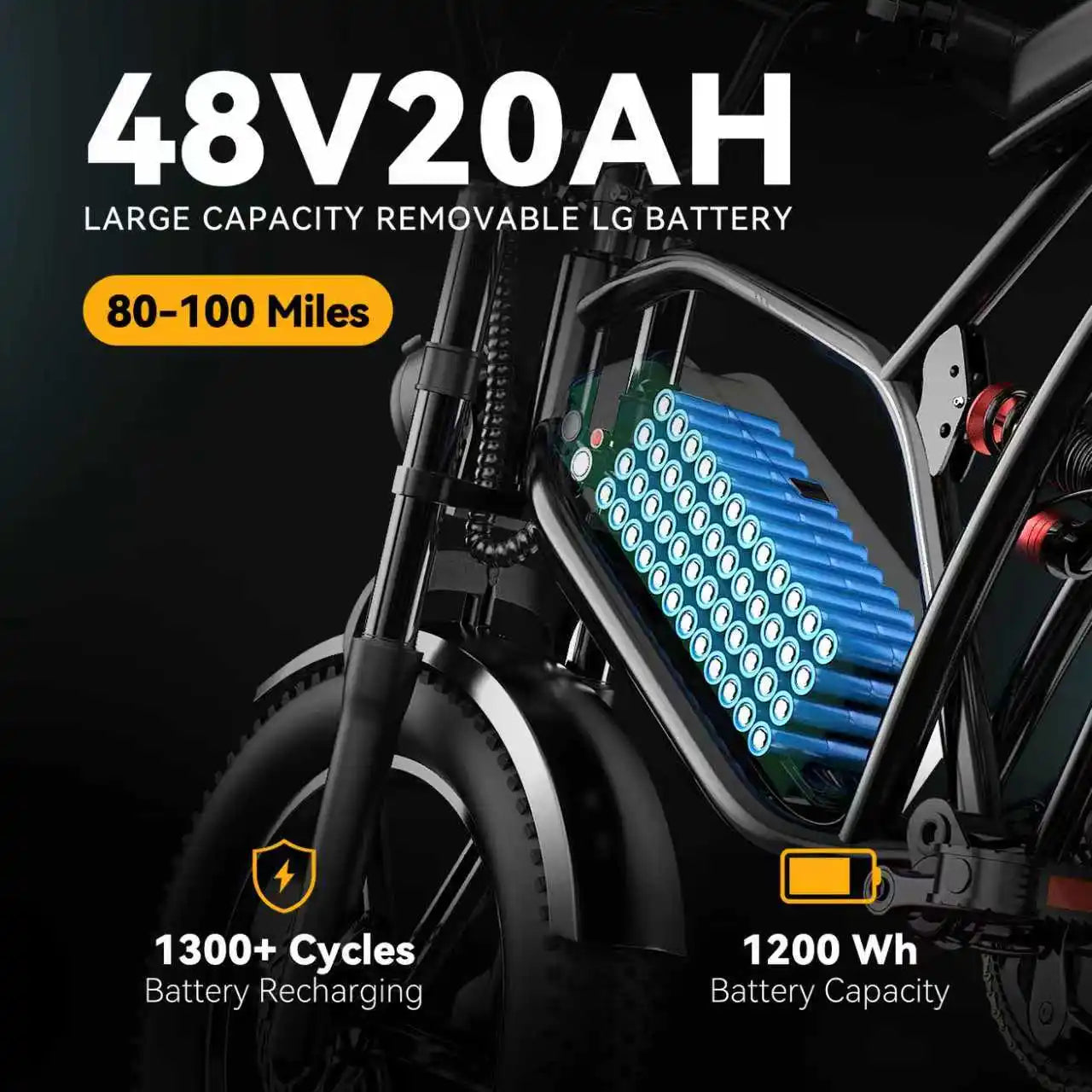 EK11 1000W Fat Tire Electric Mountain Ebike 48V Battery
