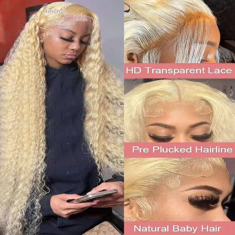 Nexora 613 Blonde Human Hair Wig Deep Wave Curly Wig 38 Inch Water Wave 13x6 Frontal Wig Hd Lace Brazilian Wigs Original