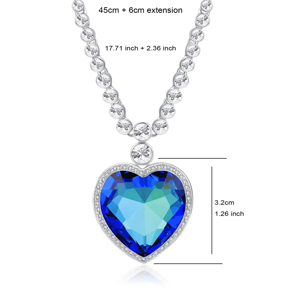 NONECN Heart Of The Ocean Necklace Titanic Inspired Crystal Pendant
