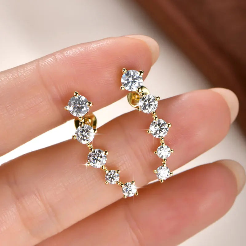 Oxtao Women's Moissanite Crawler Earrings 14K Gold Filled