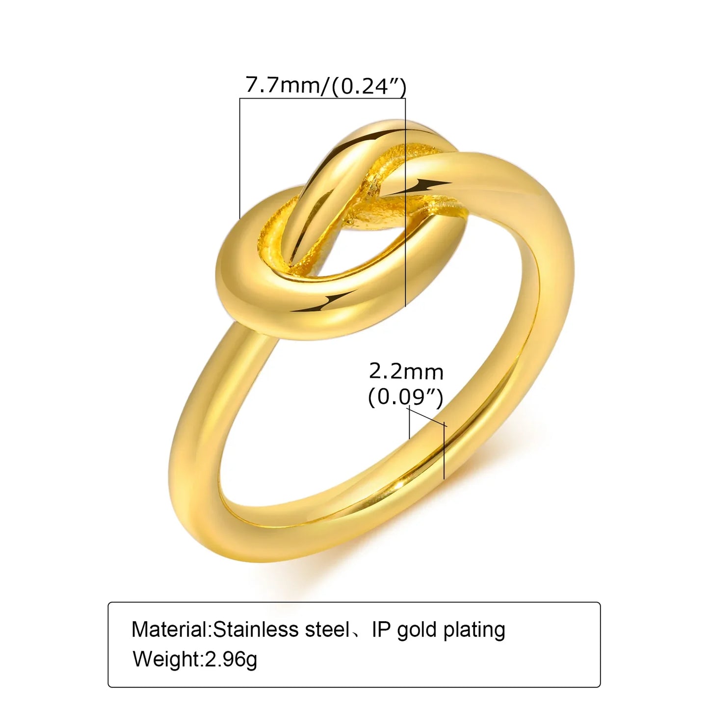 Meaeguet Love Knot Ring For Women Stainless Steel Stacking Jewelry