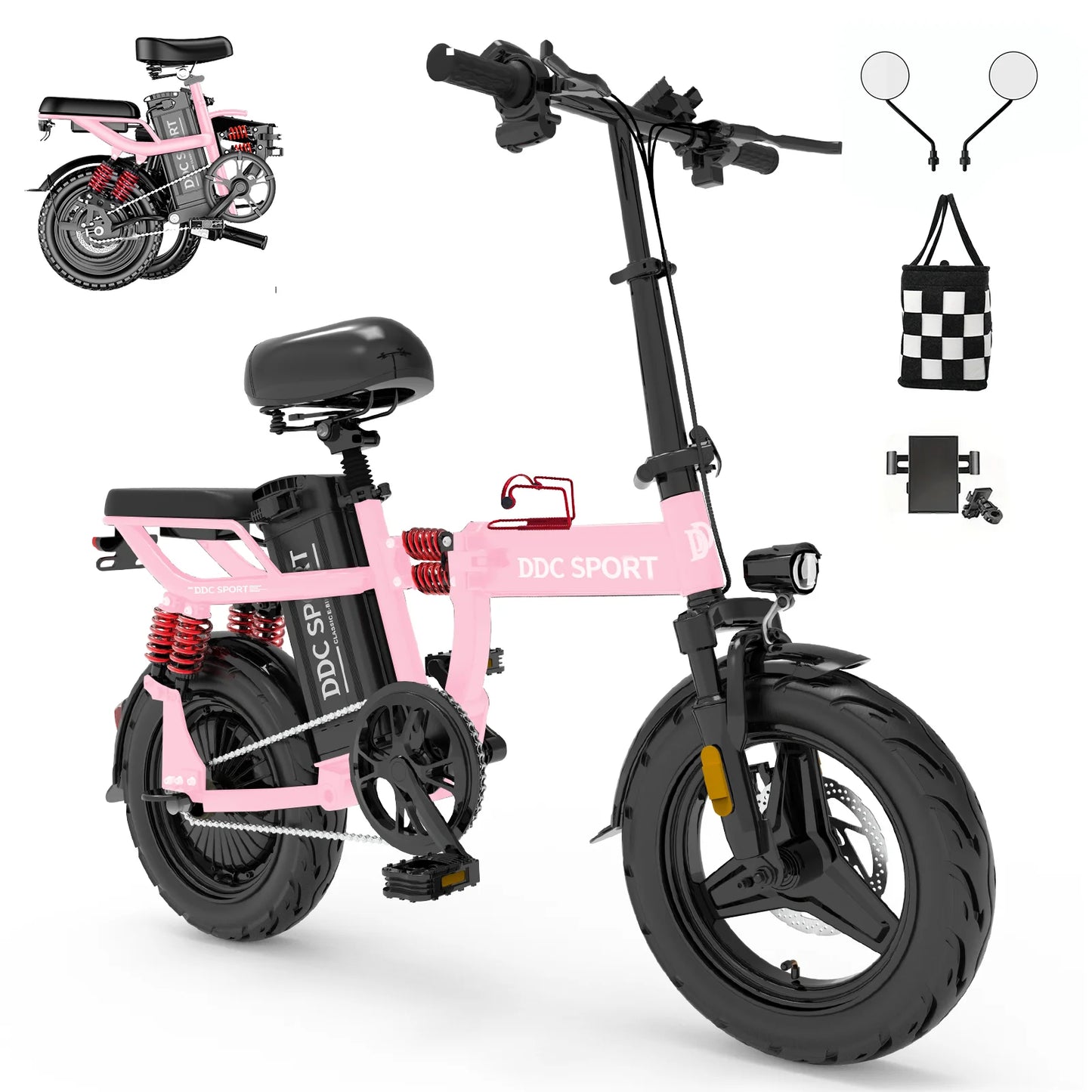 DDC SPORT Folding Electric Bike With 48V 14Ah Removable Battery