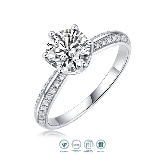 Moissanite Ring 925 Sterling Silver 18K Gold Plated GRA