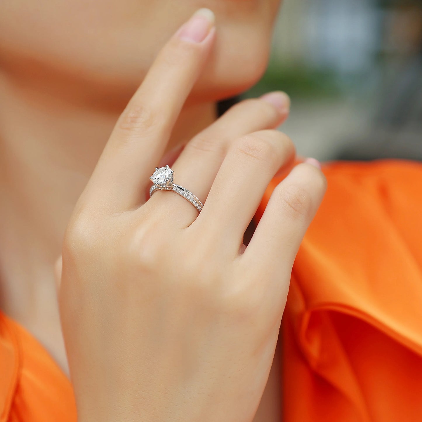 Moissanite Ring 925 Sterling Silver 18K Gold Plated GRA