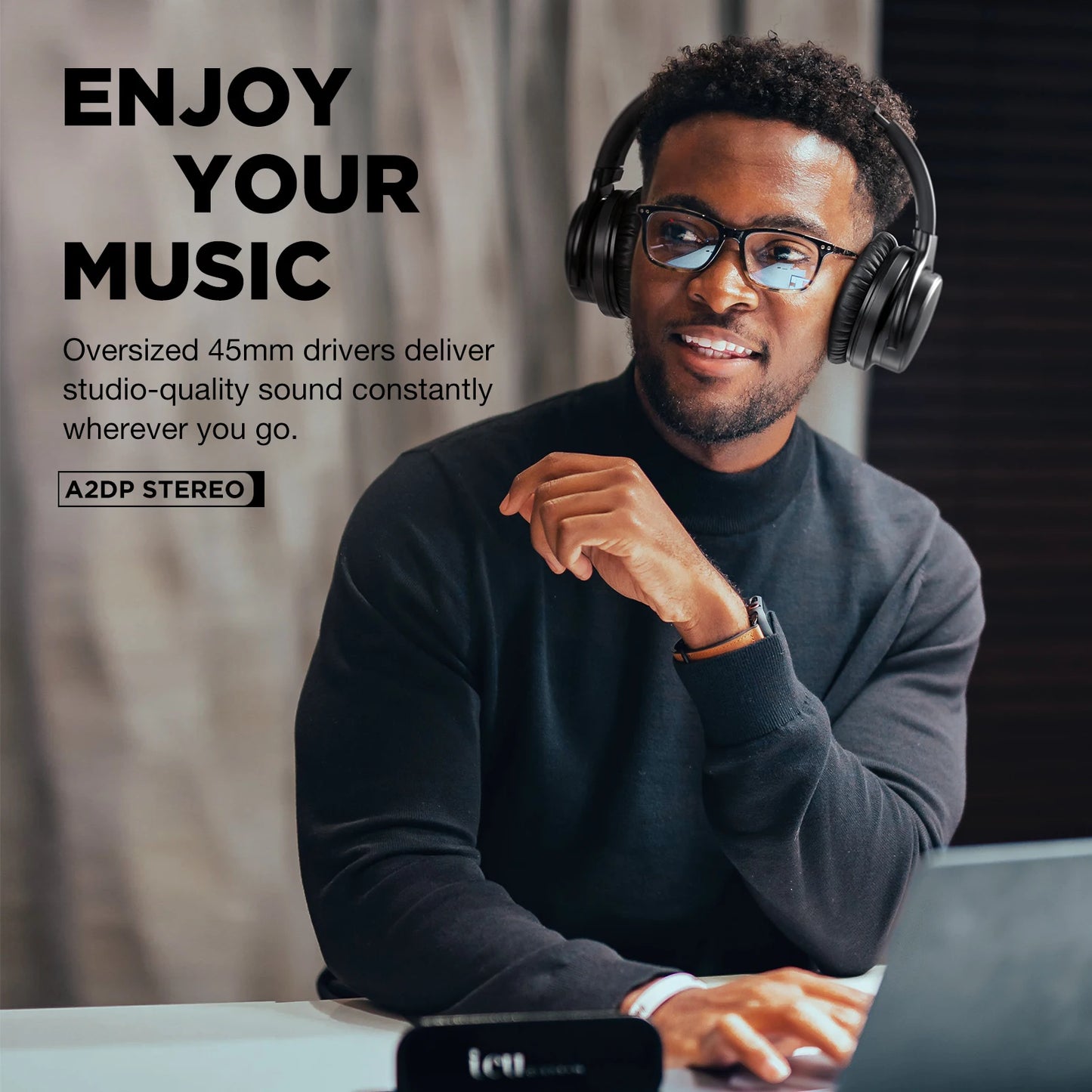 Meidong E7B Active Noise Cancelling Wireless Over-Ear Headphones