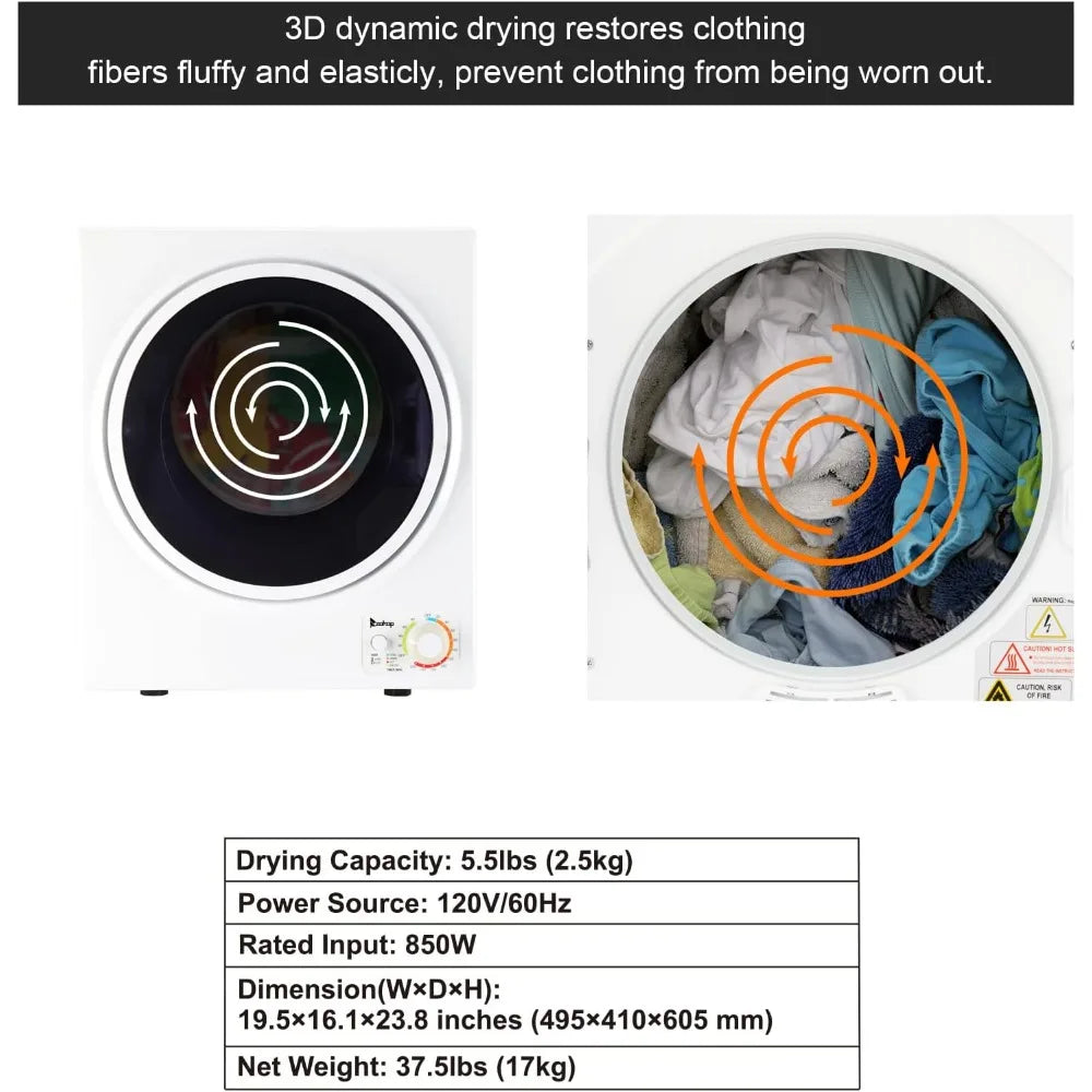 Portable Clothes Dryer With Stainless Steel Tub Compact