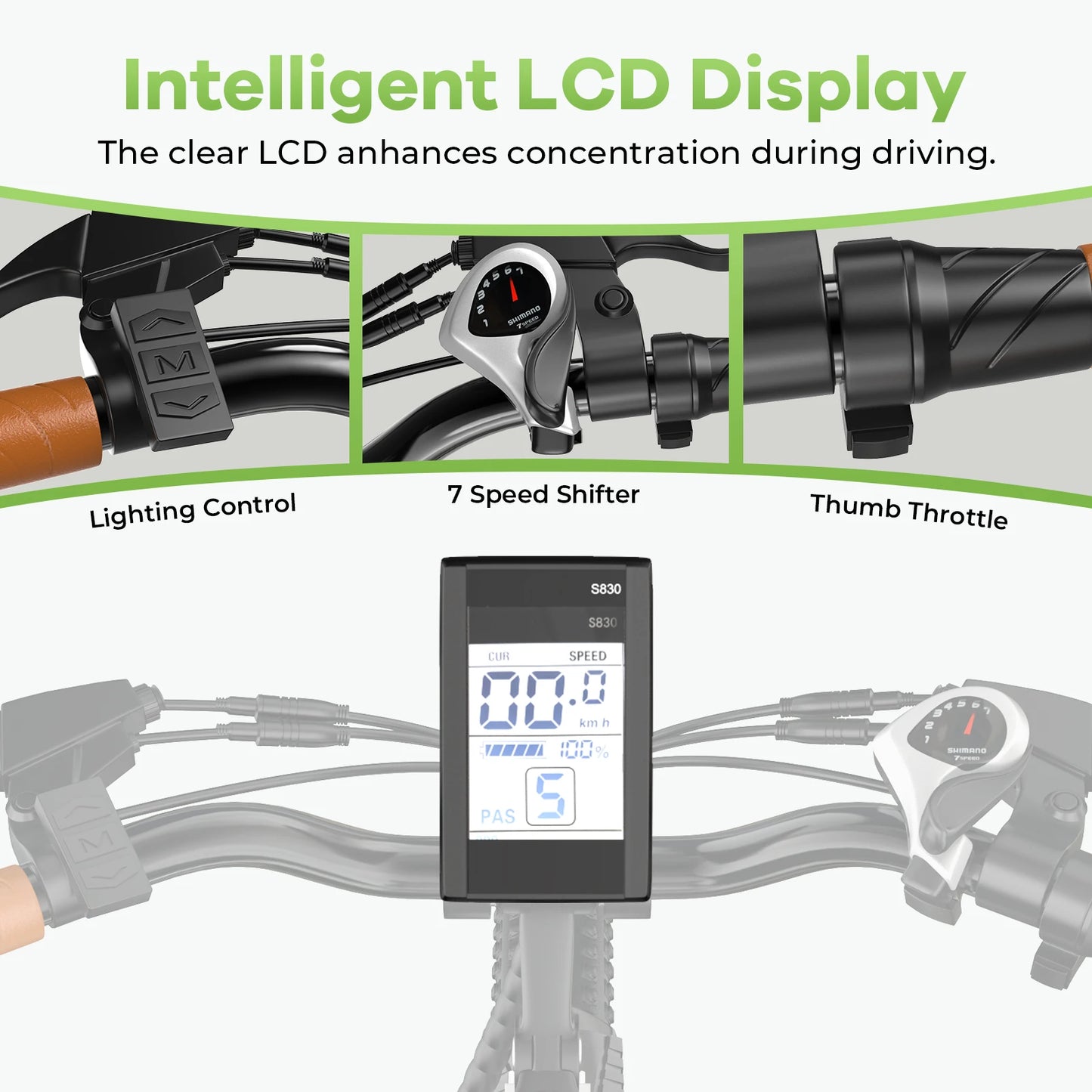 CYBERVELO Electric Bike 7 Speed With Removable Battery