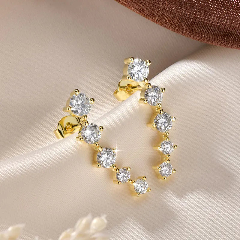 Oxtao Women's Moissanite Crawler Earrings 14K Gold Filled