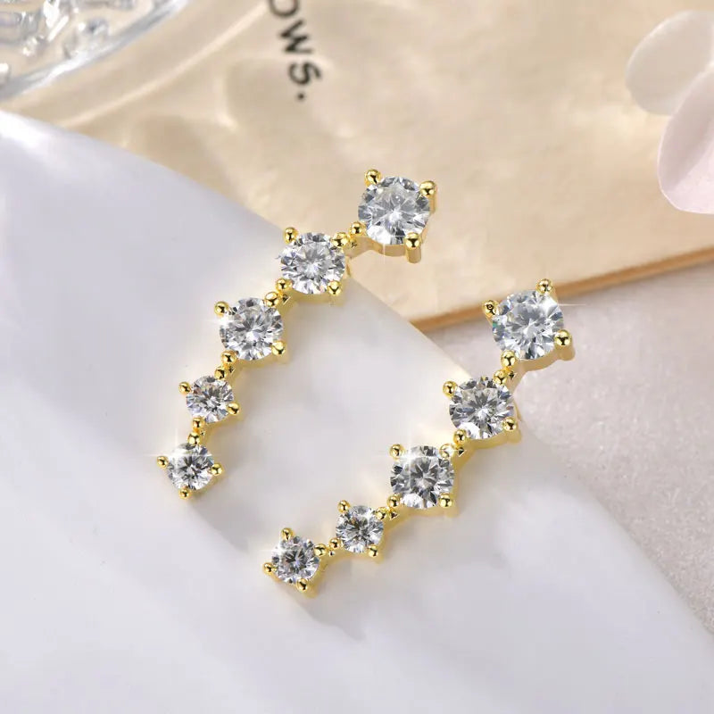 Oxtao Women's Moissanite Crawler Earrings 14K Gold Filled