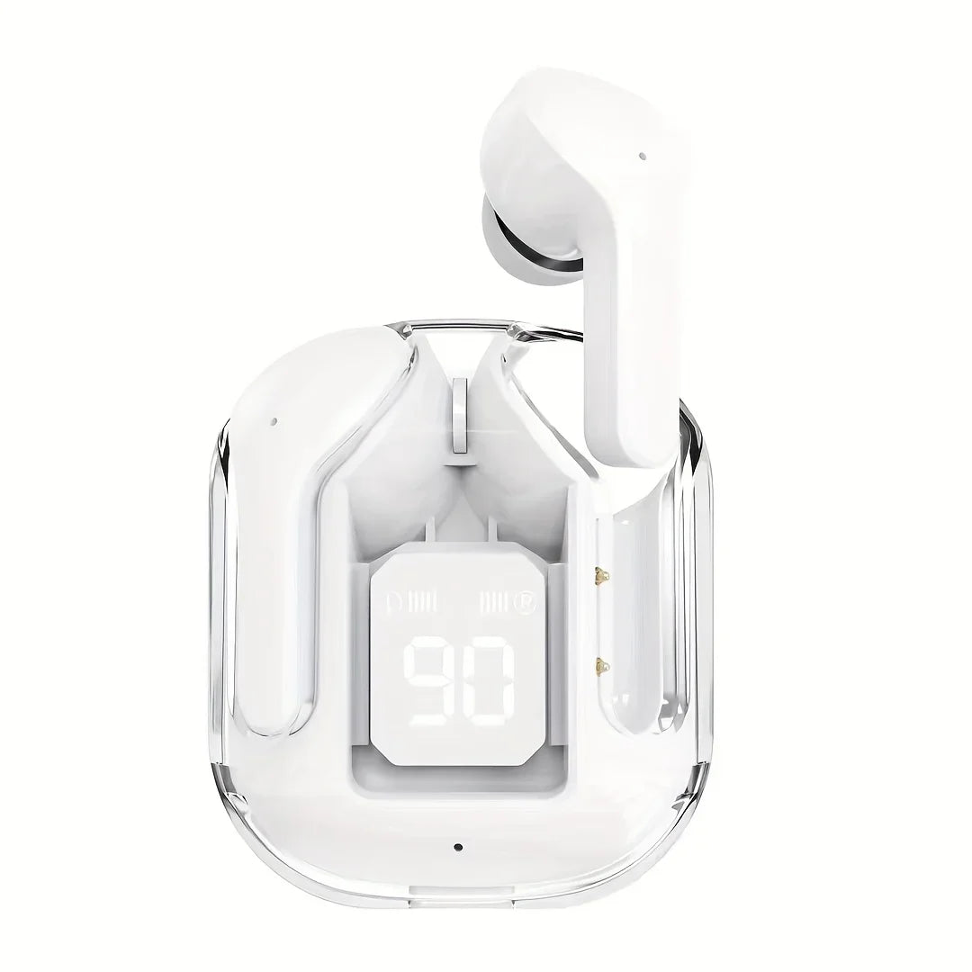 Wireless Earbuds Bluetooth 5.3 LED Case Transparent Design USB C