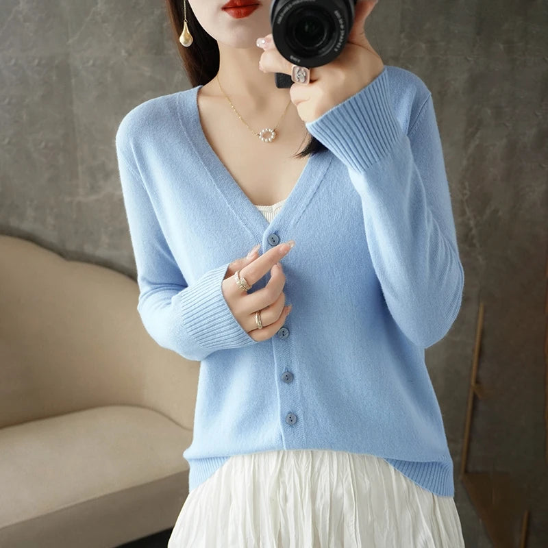 V Neck Cardigan For Women Knit Loose Fit Sweater