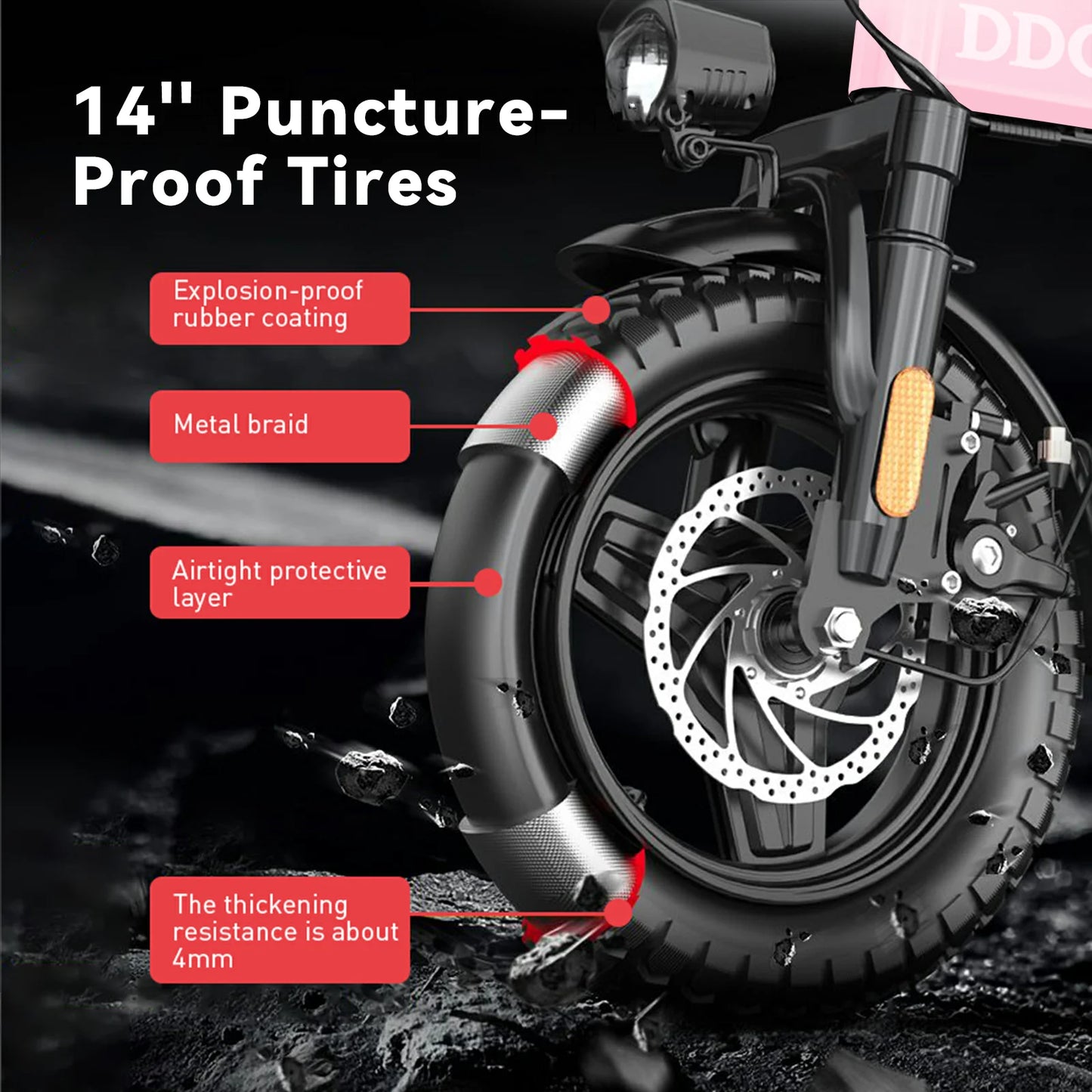 DDC SPORT Folding Electric Bike With 48V 14Ah Removable Battery