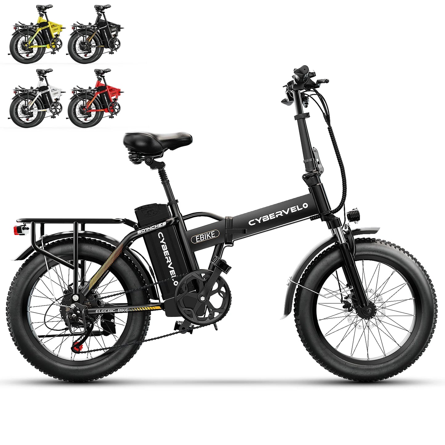 CYBERVELO 1000W Folding Electric Bike with Removable Battery