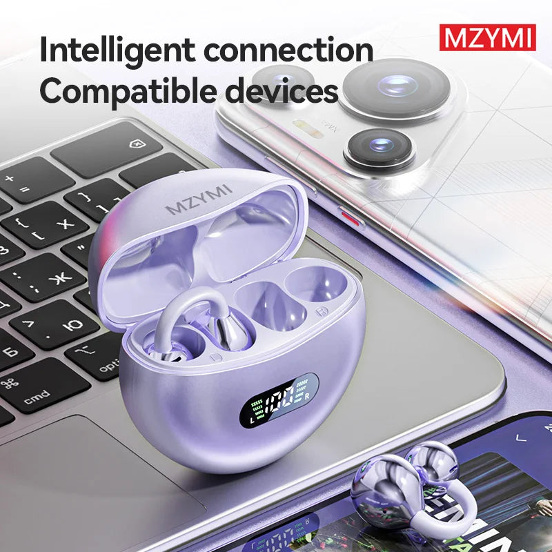 INMAS MZYMI Bluetooth 5.4 Earphones Earclip Sports Earbuds With LED Display