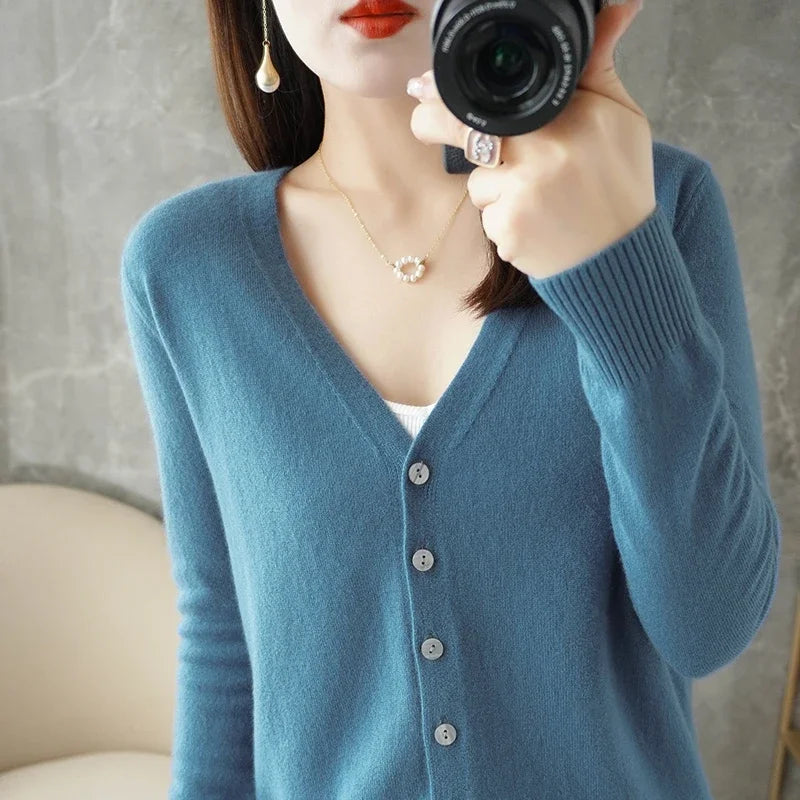 V Neck Cardigan For Women Knit Loose Fit Sweater