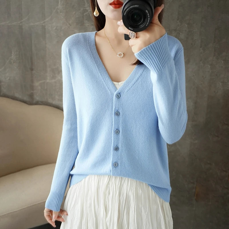 V Neck Cardigan For Women Knit Loose Fit Sweater