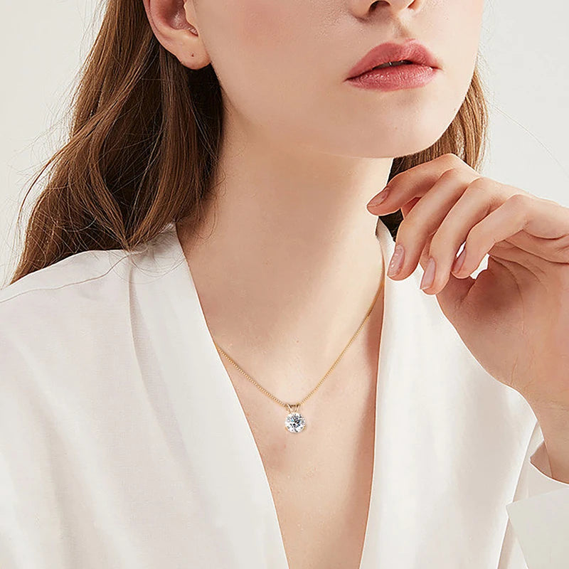 Oxtao Solitaire Moissanite Pendant Necklace For Women