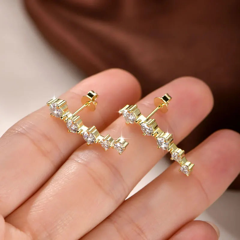 Oxtao Women's Moissanite Crawler Earrings 14K Gold Filled