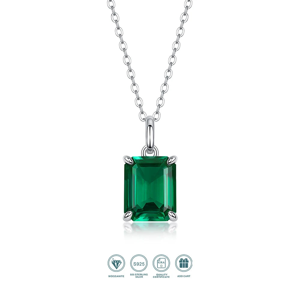 Jiuzuan 18K Gold Plated Lab Emerald Pendant Necklace