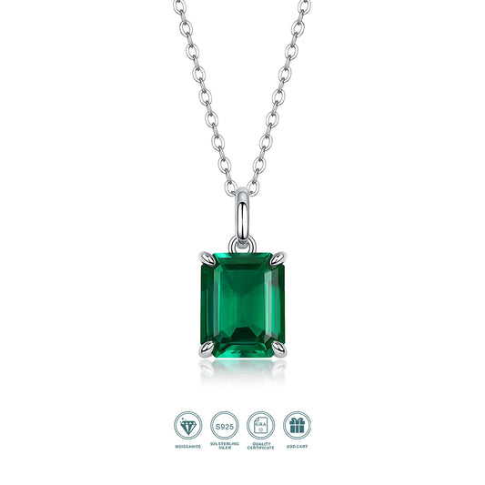 Jiuzuan 18K Gold Plated Lab Emerald Pendant Necklace