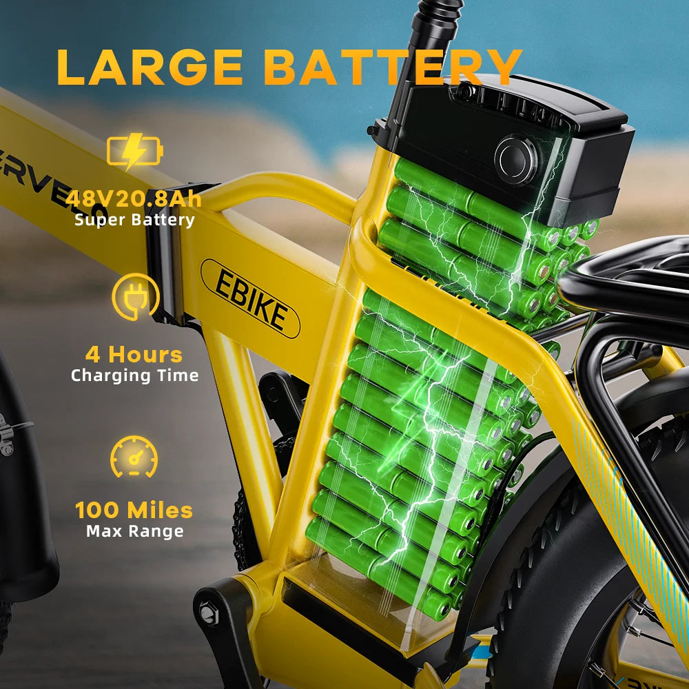 CYBERVELO 1000W Folding Electric Bike with Removable Battery