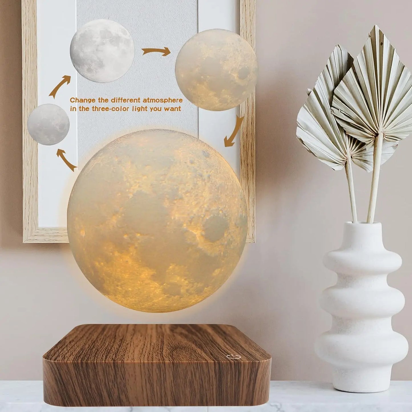 Mexllex Magnetic Moon Lamp Floating With Wooden Base