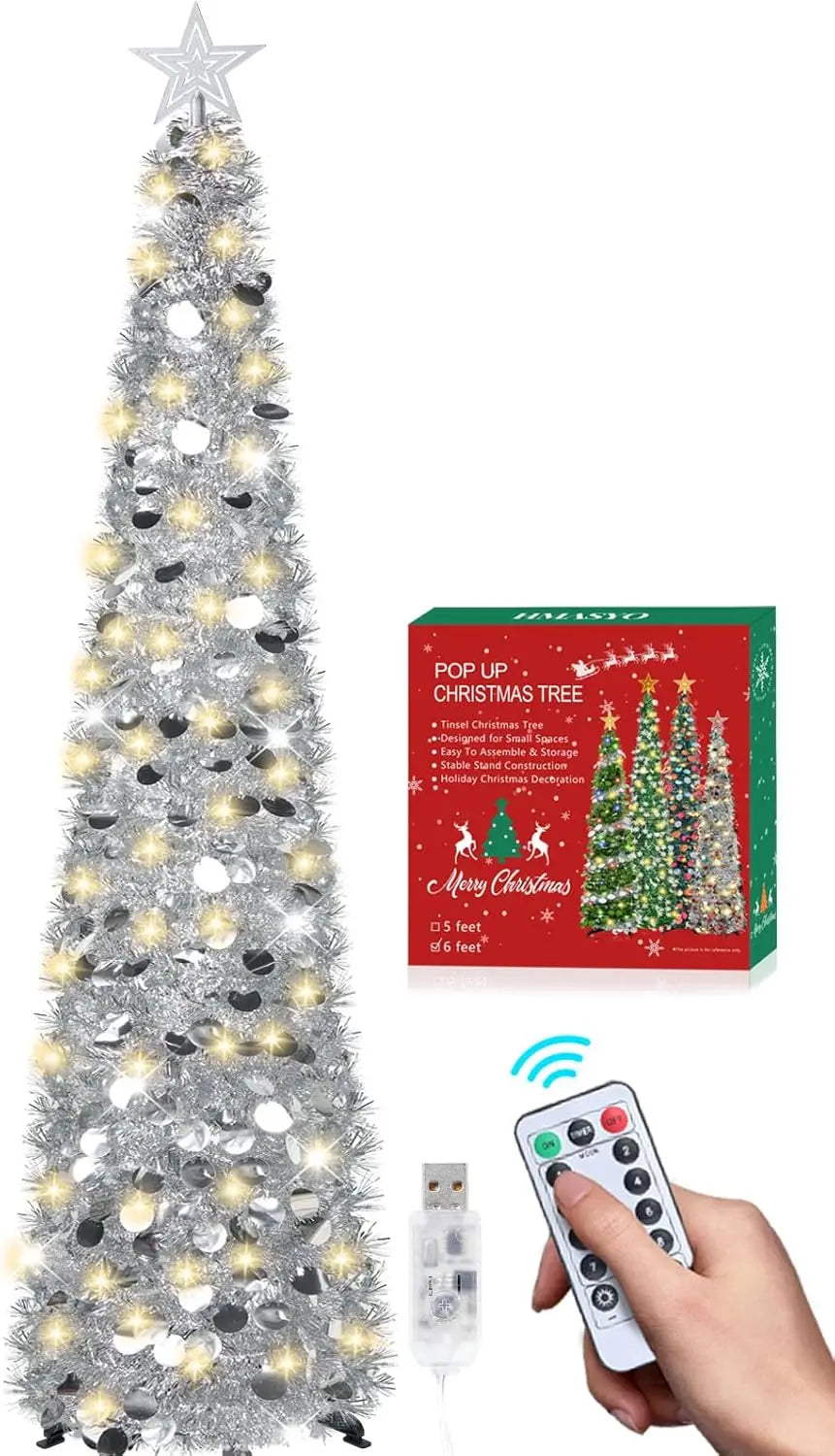 HMASYO Pop-Up Christmas Tree With 100 LED Lights And Remote
