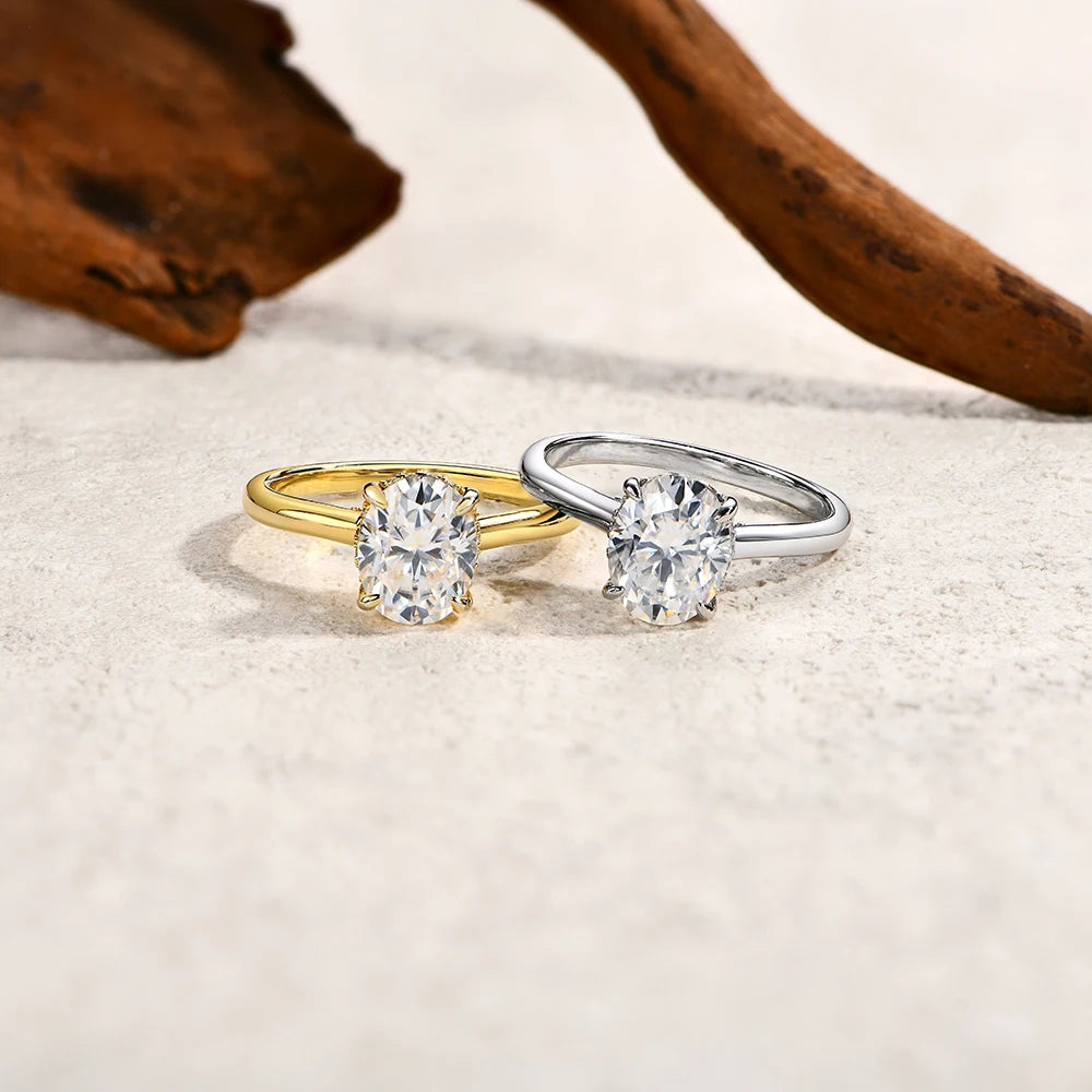 ATTAGEMS Moissanite Ring 925 Sterling Silver Women Wedding Jewelry
