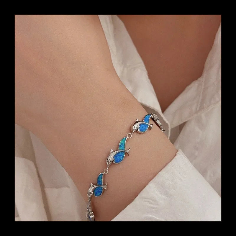 NONECN S925 Sterling Silver Opal Irregular Bracelet
