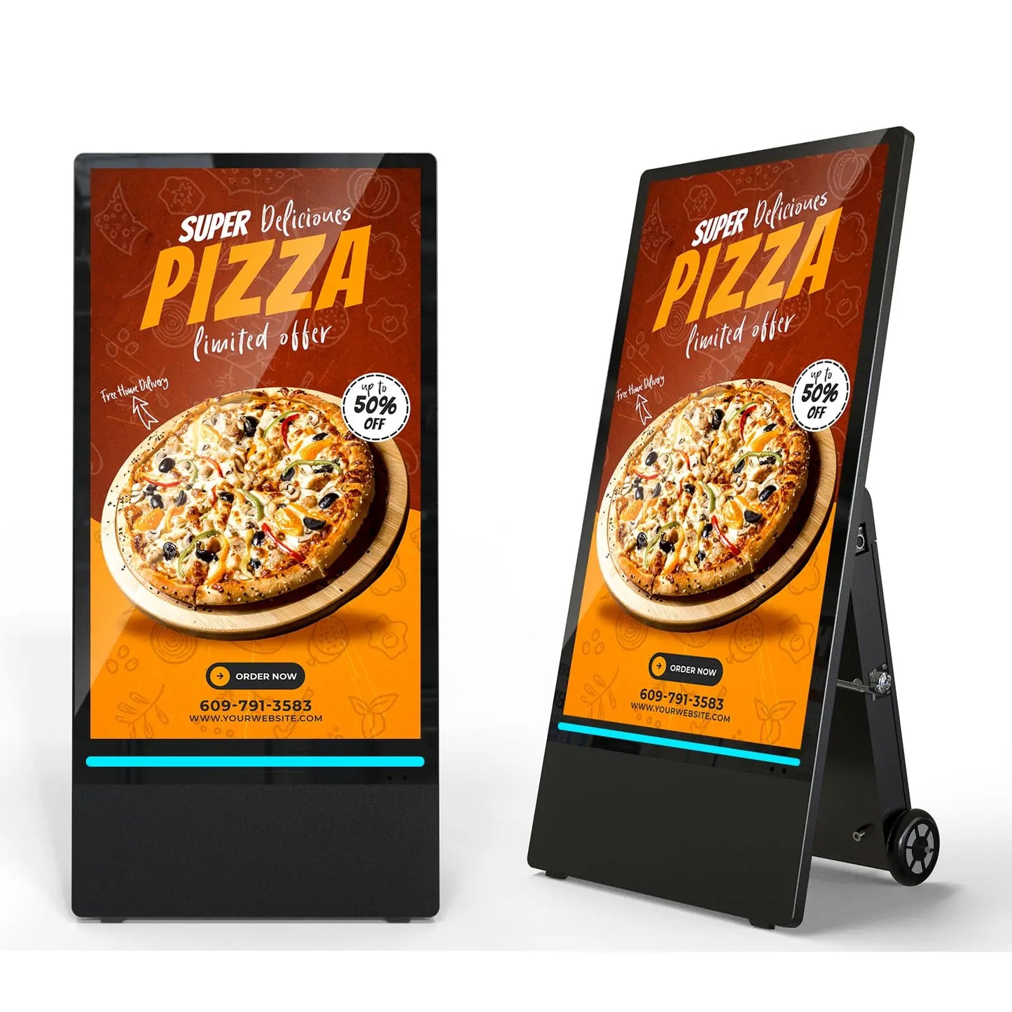 Portable Outdoor Digital Signage Display IP55 Waterproof Split Screen