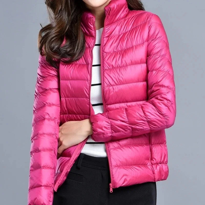 Women Lightweight Puffer Jacket Packable Korean Slim Fit Parka
