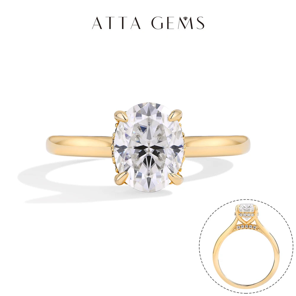 ATTAGEMS Moissanite Ring 925 Sterling Silver Women Wedding Jewelry