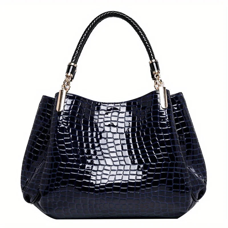 1 piece Women's Crocodile Pattern Solid Color Handbag, Fashion Retro Shoulder Bag, Daily Use Commuter Bag, Birthday Gift