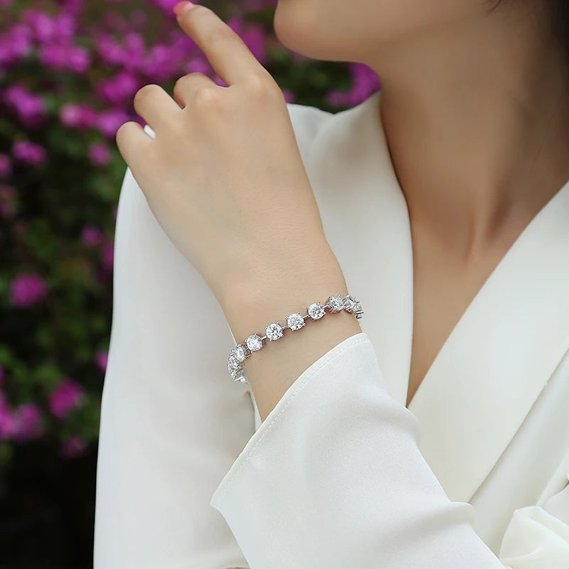 Jiuzuan Moissanite Tennis Bracelet 925 Silver 18K Gold