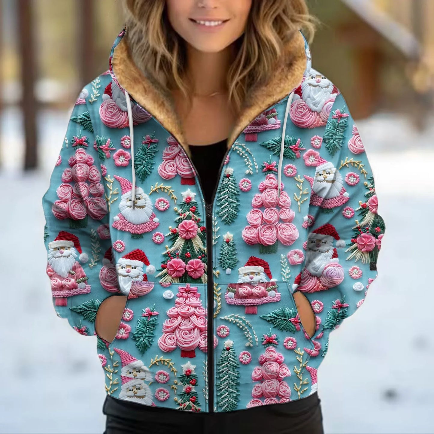 Cozy Hooded Plush Sweatshirt Women Winter Jacket Coat