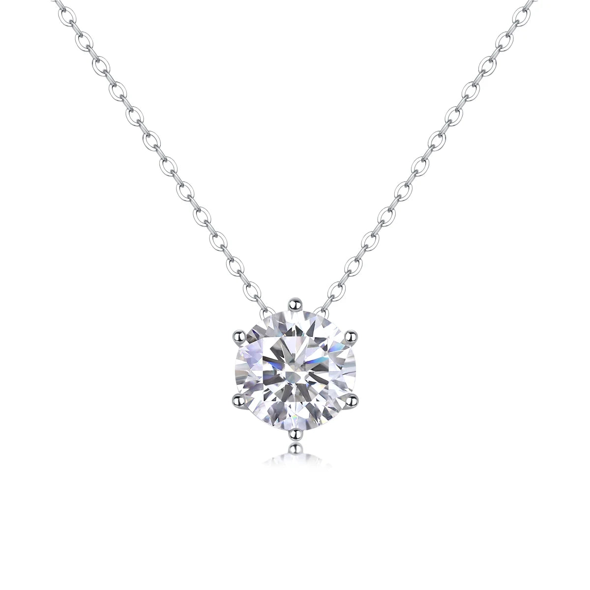 JIUZUAN 925 Sterling Silver Moissanite Heart Necklace