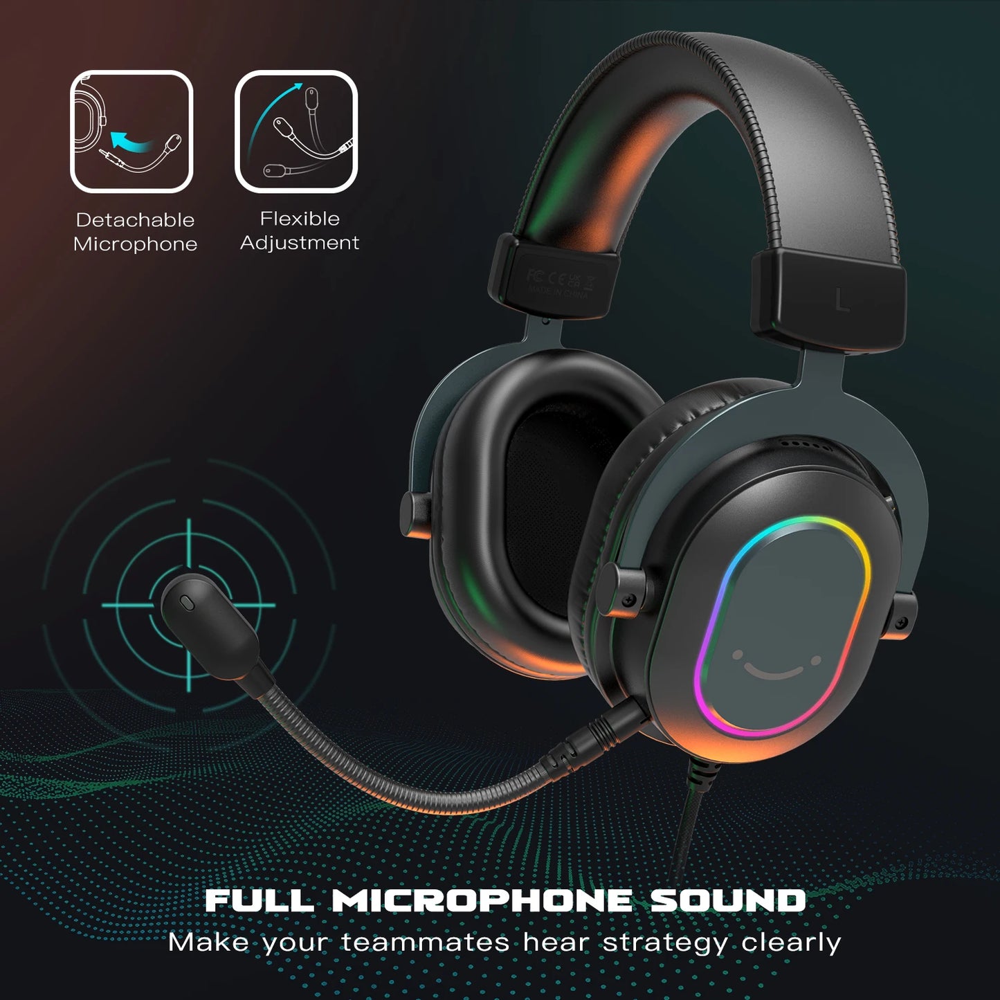 FIFINE Dynamic RGB Gaming Headset With Mic 7.1 Surround