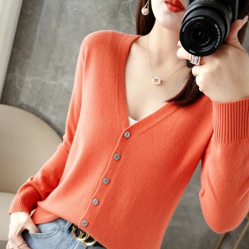 V Neck Cardigan For Women Knit Loose Fit Sweater